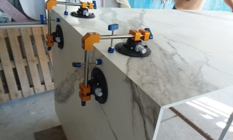 Raizi 2 Pcs 90 degree Stone Seam Setter Waterfall Vertical Marble Granite Countertop With Plastic Case Manual Installation Tools