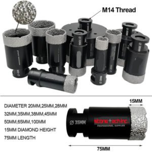 Diamond Dry Drilling drill Bits 5/8-11or M14 thread Porcelain Tile marble