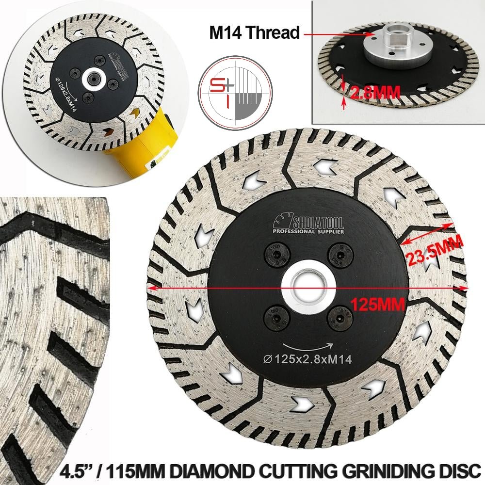 SHDIATOOL Diamond Grindng Wheel Disc 4.5/5 Inch Pack of 2 Dual Blades Cut Grind Sharpen for Granite Marble Concrete Brick