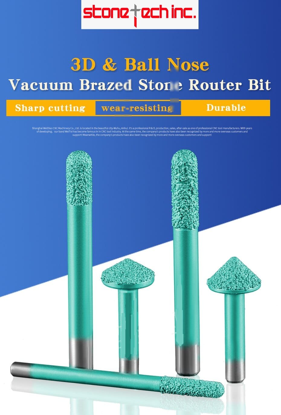 Vacuum brazed stone cutting bits
