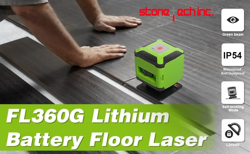 Huepar Floor Laser Level Green Beam Installation Laser with Line-Switching Mode for Tile Laying Square Leveling Cross Line Laser